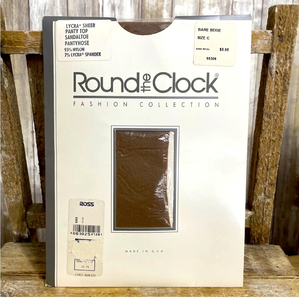 Vtg. Round the Clock Bare Beige Size C (Average) Sheer Sandal toe Pantyhose NEW! - Picture 3 of 3
